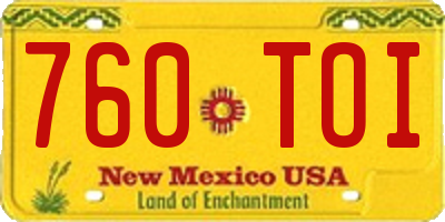 NM license plate 760TOI