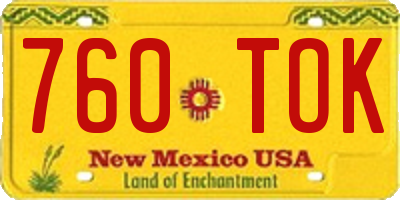 NM license plate 760TOK
