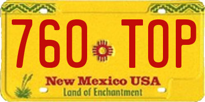 NM license plate 760TOP