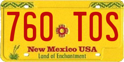 NM license plate 760TOS