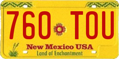 NM license plate 760TOU