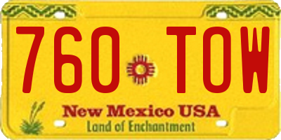 NM license plate 760TOW
