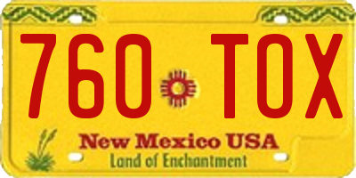 NM license plate 760TOX