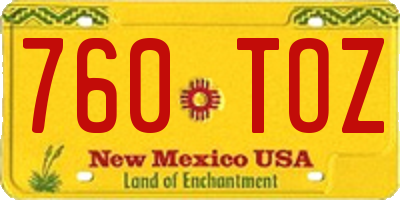 NM license plate 760TOZ