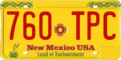 NM license plate 760TPC