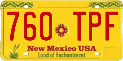 NM license plate 760TPF