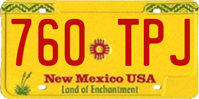 NM license plate 760TPJ