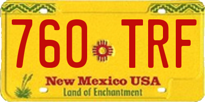 NM license plate 760TRF
