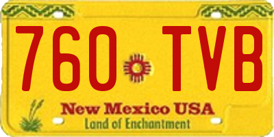 NM license plate 760TVB