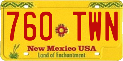 NM license plate 760TWN