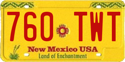 NM license plate 760TWT
