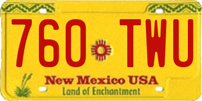 NM license plate 760TWU