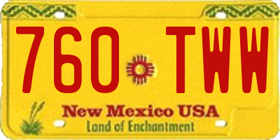 NM license plate 760TWW