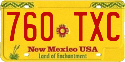 NM license plate 760TXC