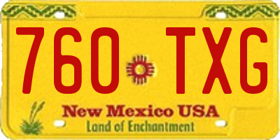 NM license plate 760TXG