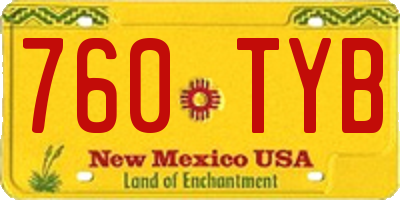 NM license plate 760TYB