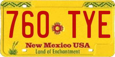 NM license plate 760TYE