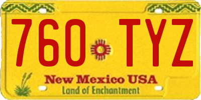NM license plate 760TYZ