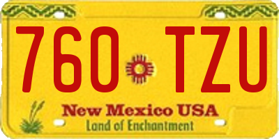 NM license plate 760TZU