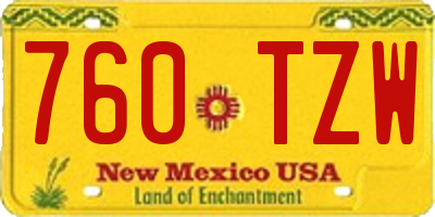 NM license plate 760TZW