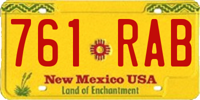 NM license plate 761RAB