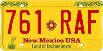 NM license plate 761RAF