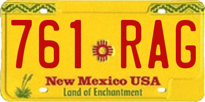 NM license plate 761RAG