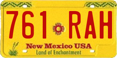 NM license plate 761RAH