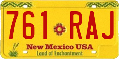 NM license plate 761RAJ