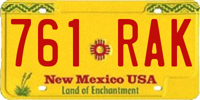 NM license plate 761RAK