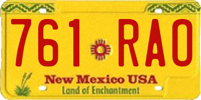 NM license plate 761RAO