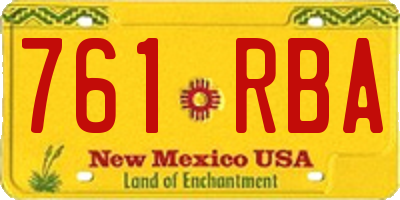 NM license plate 761RBA