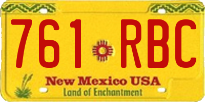 NM license plate 761RBC