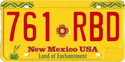 NM license plate 761RBD