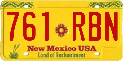NM license plate 761RBN