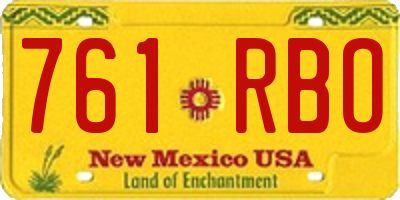 NM license plate 761RBO