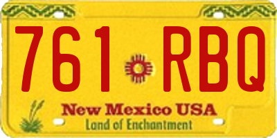 NM license plate 761RBQ