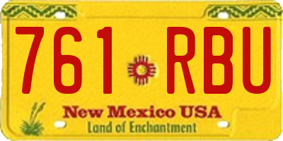 NM license plate 761RBU