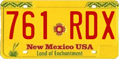 NM license plate 761RDX