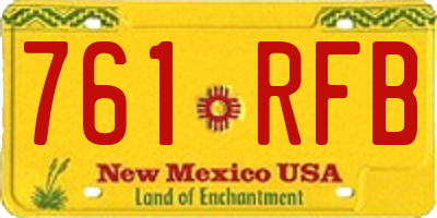 NM license plate 761RFB
