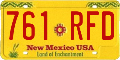 NM license plate 761RFD