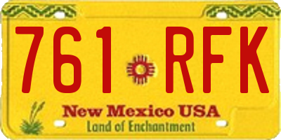 NM license plate 761RFK