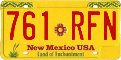 NM license plate 761RFN