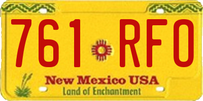 NM license plate 761RFO