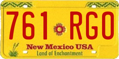 NM license plate 761RGO