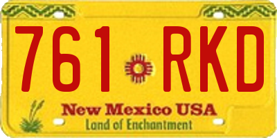 NM license plate 761RKD