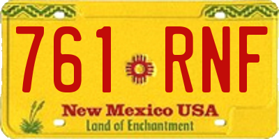 NM license plate 761RNF
