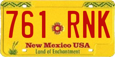NM license plate 761RNK