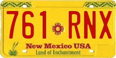 NM license plate 761RNX