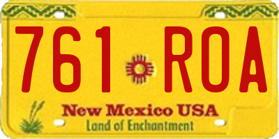 NM license plate 761ROA